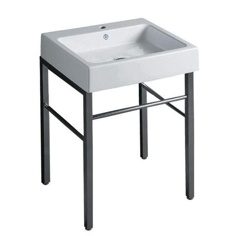 Image of Whitehaus Sink Whitehaus  Britannia Rectangular Sink Console with Front towel Bar B-U60-DUCG1-A06-P