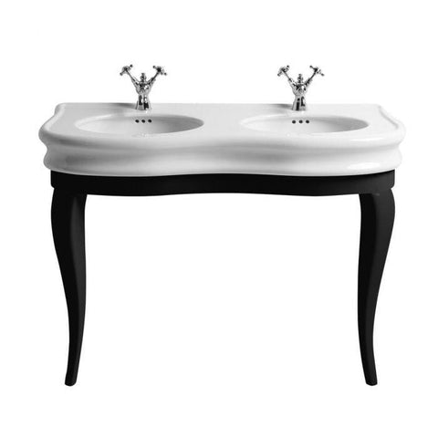 Image of Whitehaus Sink Whitehaus  Double Bowl Basin China Console with Oval bowls LA12-LAM120B