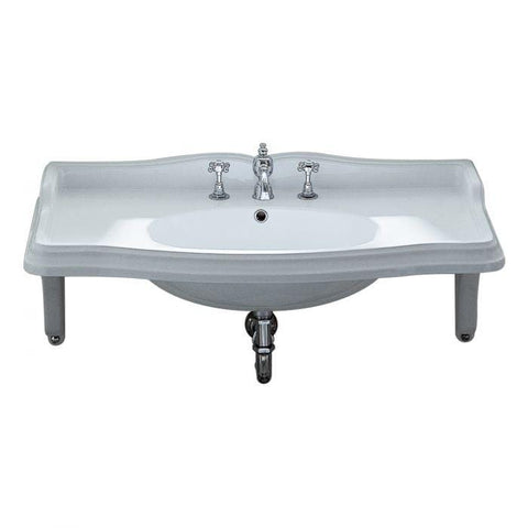 Image of Whitehaus Sink Whitehaus  Large Rectangular Bathroom Sink with Integrated Oval Bowl AR864-MNSLEN