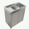 Whitehaus Sink Whitehaus  Pearlhaus Brushed Stainless Steel Cabinet with Sink WH33209-CAB-NP