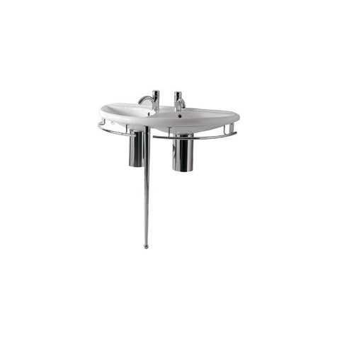 Image of Whitehaus Sink Whitehaus Semi-Circular Double Bowl Console with Leg Support ECO64-ESU04-WH
