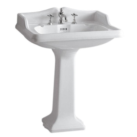 Image of Whitehaus Sink Whitehaus Traditional China Pedestal Sink with an Integrated Oval Bowl AR834-AR805