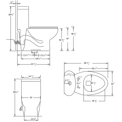 Image of Whitehaus Toilet Whitehaus Magic Dual Flush One Piece Elongated Toilet WHMFL3309-EB