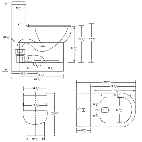 Image of Whitehaus Toilet Whitehaus Magic Dual Siphonic Flush One Piece Toilet WHMFL3351-EB