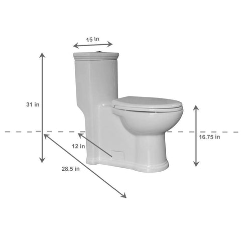 Image of Whitehaus Toilet Whitehaus Magic Flush White One Piece Toilet WHMFL3364-EB